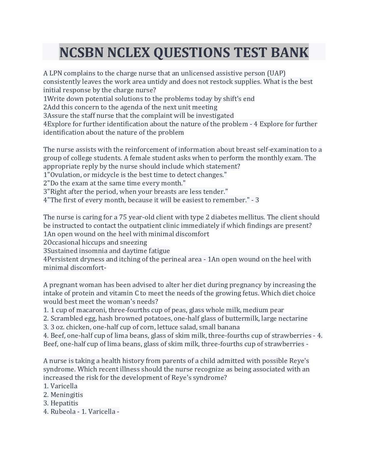 Preview image for NCSBN NCLEX QUESTIONS TEST BANK